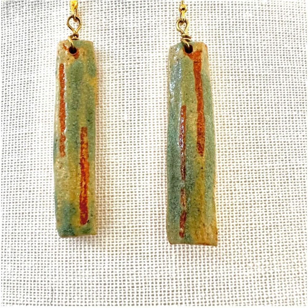 RAG artisan hand painted ceramic  drop earrings